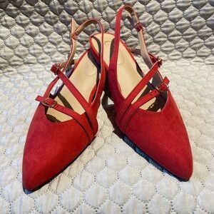 Chic Red Slingback Flats